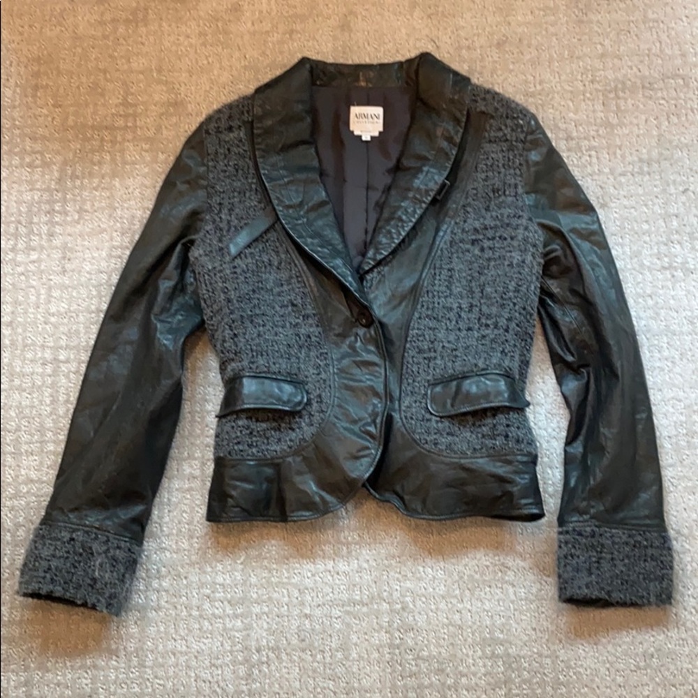 Vintage Armani Leather and Wool Blazer
